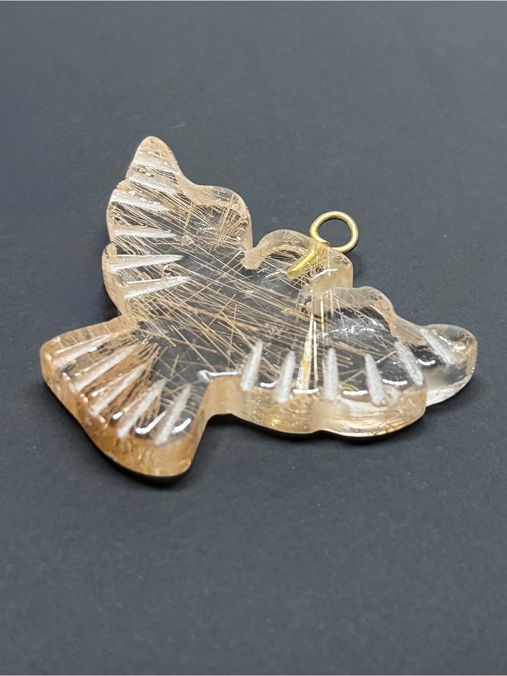 Carved Golden Stone Eagle Bird Pendant - Picture 3 of 9
